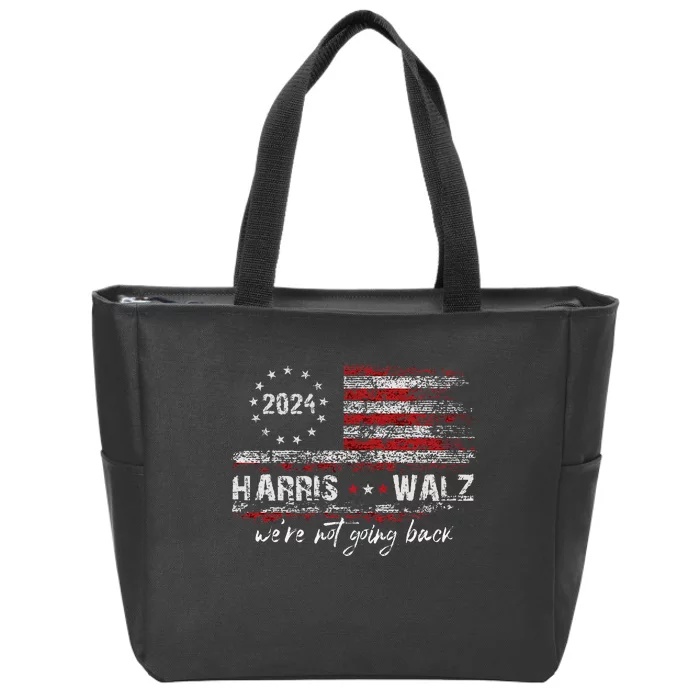 Harris Waltz 2024 Kamala Election 2024 WeRe Not Going Back Gift Zip Tote Bag