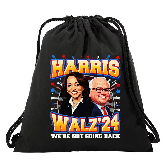 Harris Walz 2024 Kamala Harris 2024 Tim Walz 2024 Usa Flag Drawstring Bag