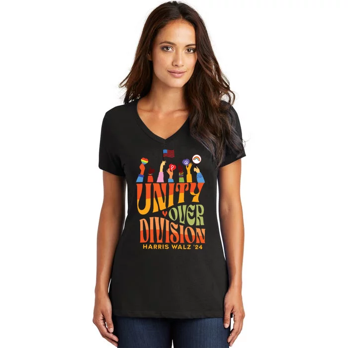 Harris Waltz 2024 Unity Over Division Women's V-Neck T-Shirt