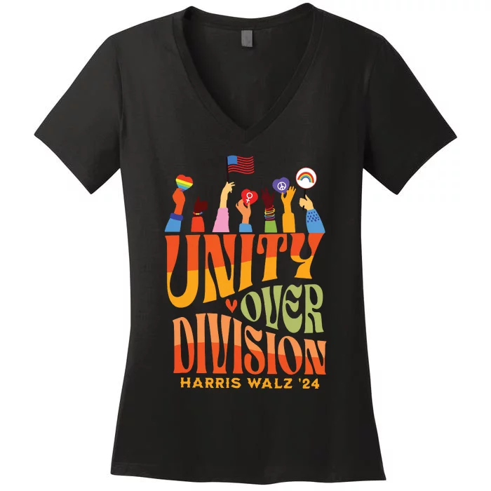 Harris Waltz 2024 Unity Over Division Women's V-Neck T-Shirt