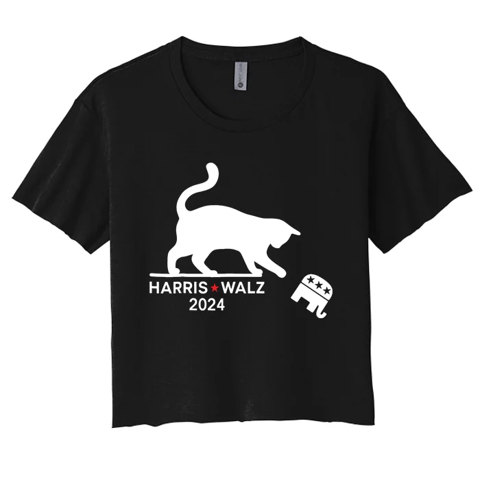 Harris Waltz 2024 Vp President Election Funny Cat Ladies Women's Crop Top Tee