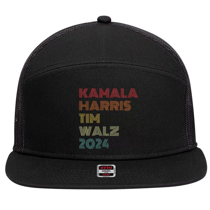 Harris Walz 2024 Kamala Harris Tim Walz Waltz Vintage Style Gift 7 Panel Mesh Trucker Snapback Hat