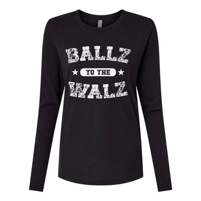 Harris Walz 2024 Ballz To The Walz Tim Walz Kamala Harris Gift Womens Cotton Relaxed Long Sleeve T-Shirt