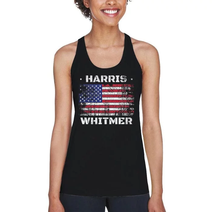 Harris Whitmer 2024 Distressed Us Flag Election President Women's Racerback Tank