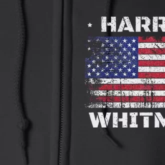 Harris Whitmer 2024 Distressed Us Flag Election President Full Zip Hoodie