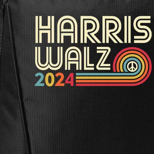 Harris Walz 2024 Retro Peace Design City Backpack