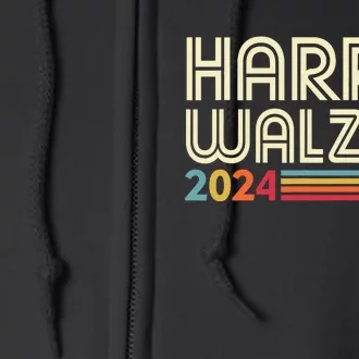 Harris Walz 2024 Retro Peace Design Full Zip Hoodie