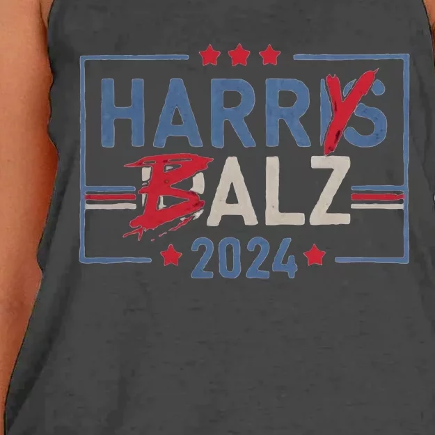 Harris Walz 24 Harry Balz 2024 Meme Democratics Vote Women's Knotted Racerback Tank