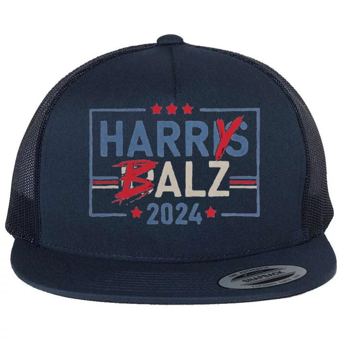 Harris Walz 24 Harry Balz 2024 Meme Democratics Vote Flat Bill Trucker Hat