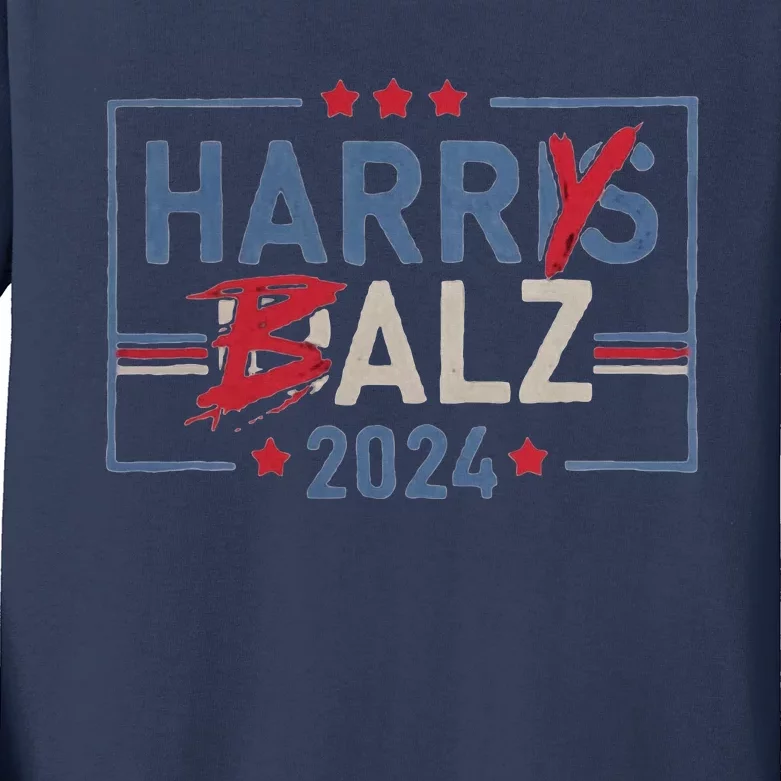 Harris Walz 24 Harry Balz 2024 Meme Democratics Vote Kids Long Sleeve Shirt