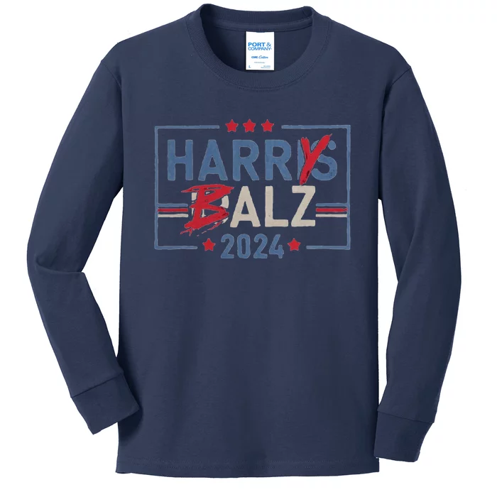 Harris Walz 24 Harry Balz 2024 Meme Democratics Vote Kids Long Sleeve Shirt