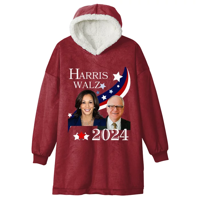 Harris Walz 2024 Presidential Election Campaign Kamala Hooded Wearable Blanket