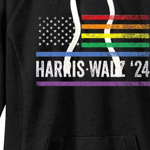 Harris Walz 2024 Election Kamala Tim Waltz American Lgbt Gift Women's Fleece Hoodie