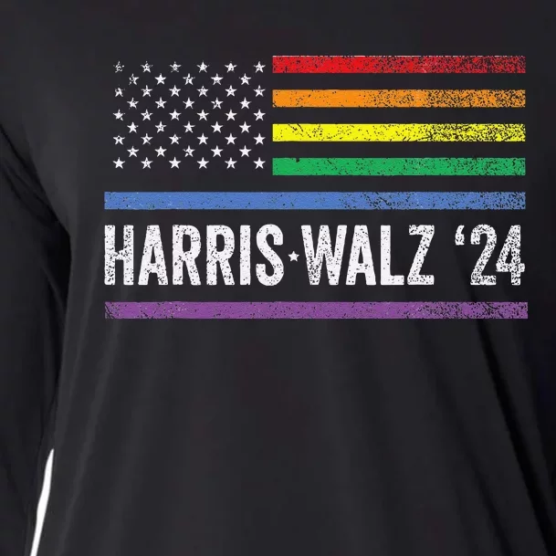 Harris Walz 2024 Election Kamala Tim Waltz American Lgbt Gift Cooling Performance Long Sleeve Crew