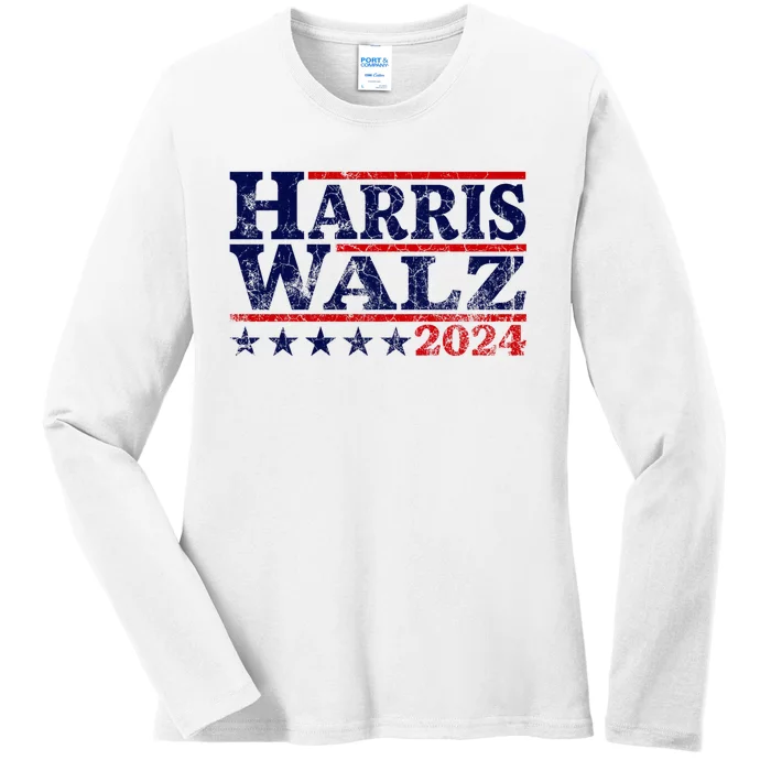 Harris Walz 2024 For President Patriotic Kamala Waltz Ladies Long Sleeve Shirt