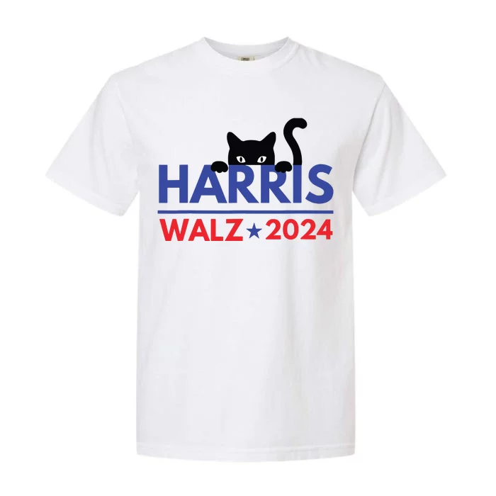 Harris Walz 2024 Funny Cat Election Kamala Harris Tim Waltz Garment-Dyed Heavyweight T-Shirt