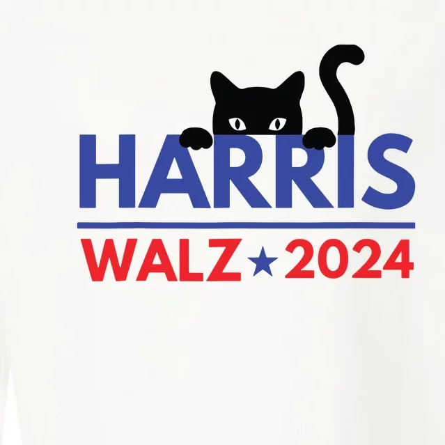 Harris Walz 2024 Funny Cat Election Kamala Harris Tim Waltz Cropped Pullover Crew