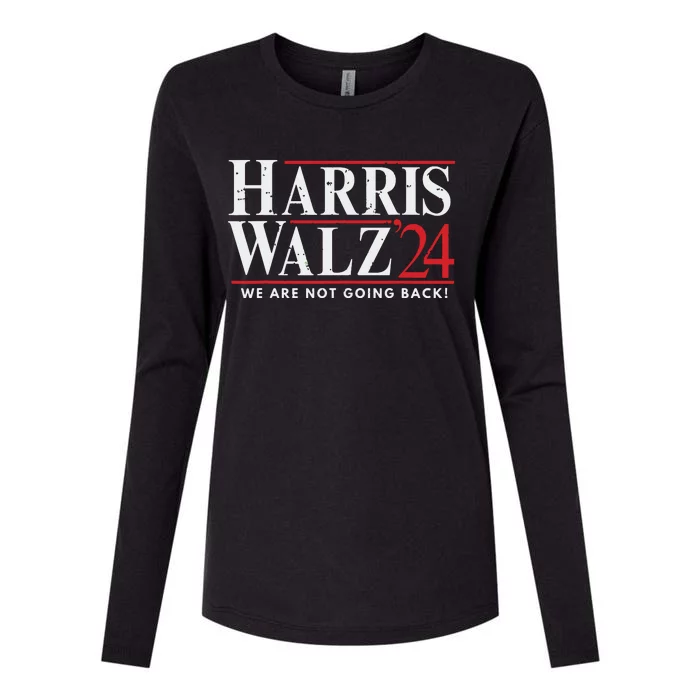 Harris Walz 2024 We Are Not Going Back Womens Cotton Relaxed Long Sleeve T-Shirt