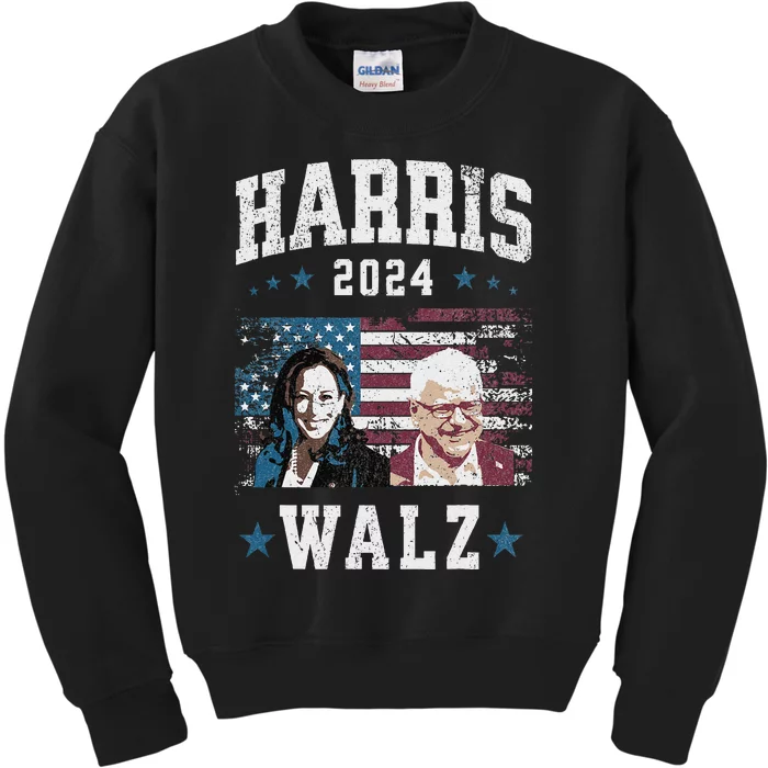 Harris Walz 2024 U.S.A. Presidential Ticket Walz Kids Sweatshirt