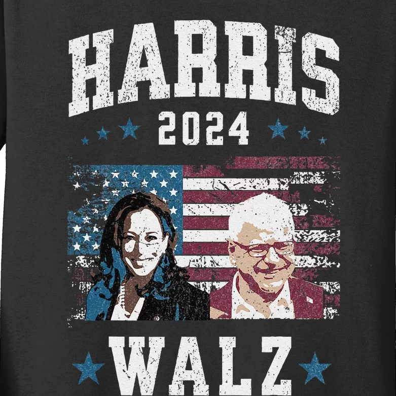 Harris Walz 2024 U.S.A. Presidential Ticket Walz Kids Long Sleeve Shirt