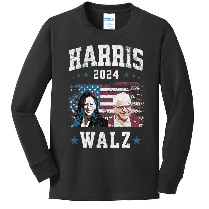 Harris Walz 2024 U.S.A. Presidential Ticket Walz Kids Long Sleeve Shirt