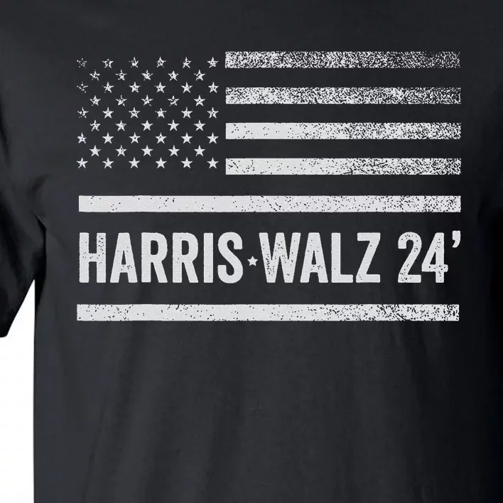 Harris Walz 2024 Election Kamala Tim Waltz American Flag Tall T-Shirt