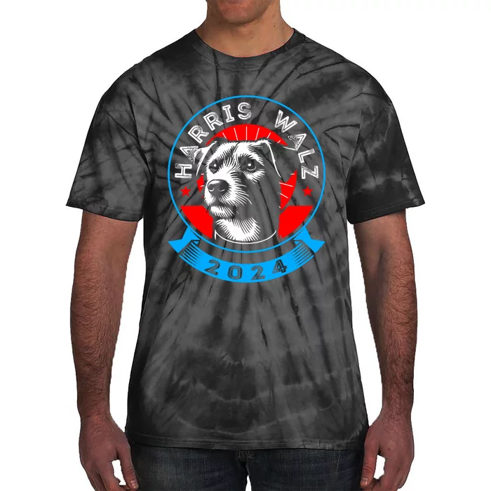 Harris Walz 2024 Funny Dog Election Kamala Harris Tim Walz Tie-Dye T-Shirt