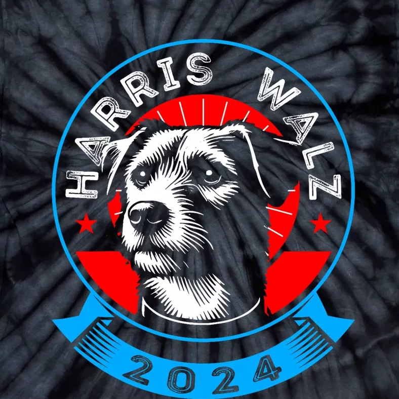 Harris Walz 2024 Funny Dog Election Kamala Harris Tim Walz Tie-Dye T-Shirt