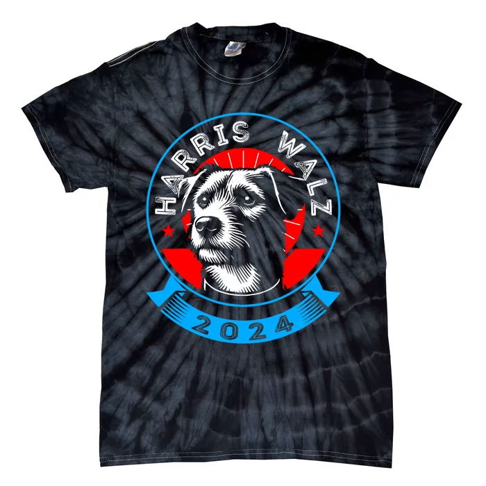 Harris Walz 2024 Funny Dog Election Kamala Harris Tim Walz Tie-Dye T-Shirt