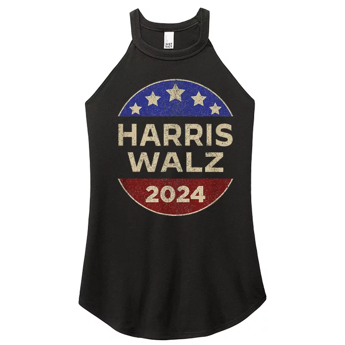 Harris Walz 2024 Kamala Harris Tim Waltz Vintage Button Women’s Perfect Tri Rocker Tank