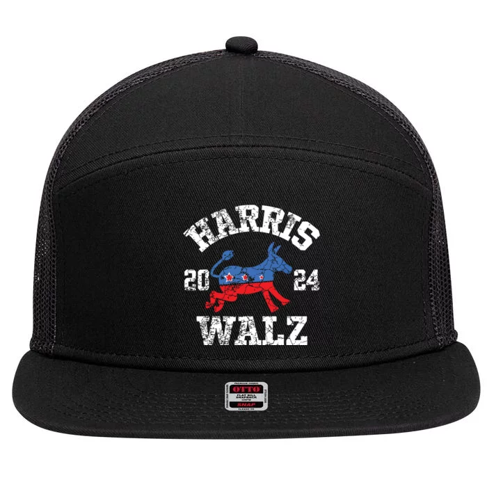 Harris Walz 2024 Election Kamala Harris Tim Waltz 2024 7 Panel Mesh Trucker Snapback Hat