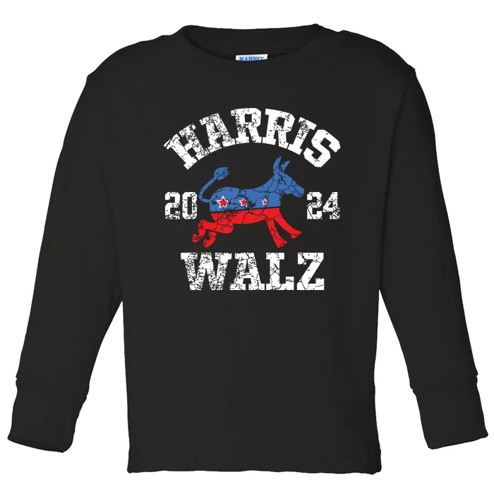 Harris Walz 2024 Election Kamala Harris Tim Waltz 2024 Toddler Long Sleeve Shirt