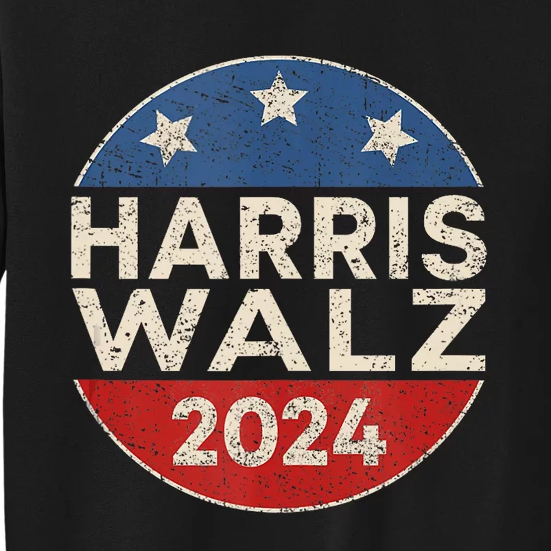 Harris Waltz 2024 Retro Button Kamala Harris Tim Waltz 2024 Tall Sweatshirt