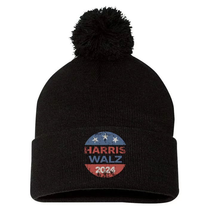 Harris Walz 2024 Election Kamala Harris Tim Waltz 2024 Pom Pom 12in Knit Beanie