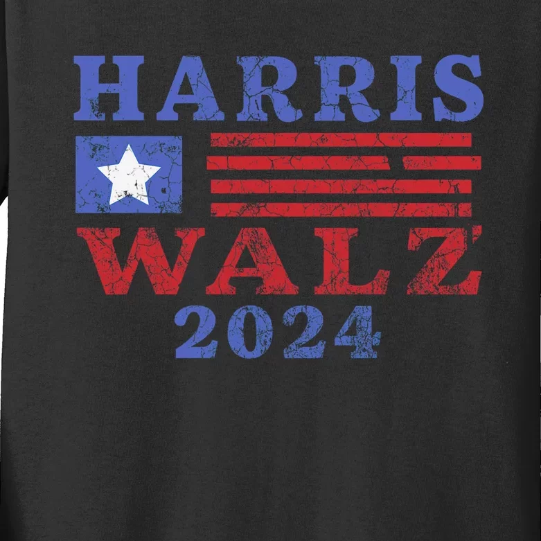 Harris Waltz 2024 Election Kamala Harris Tim Waltz 2024 Kids Long Sleeve Shirt