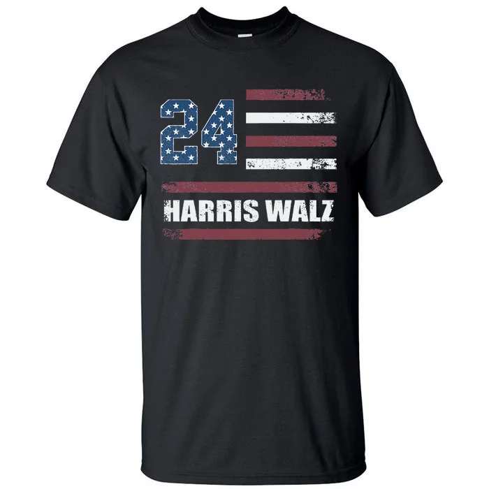 Harris Waltz 2024 Kamala Harris 2024 Tim Waltz 2024 Usa Flag Tall T-Shirt