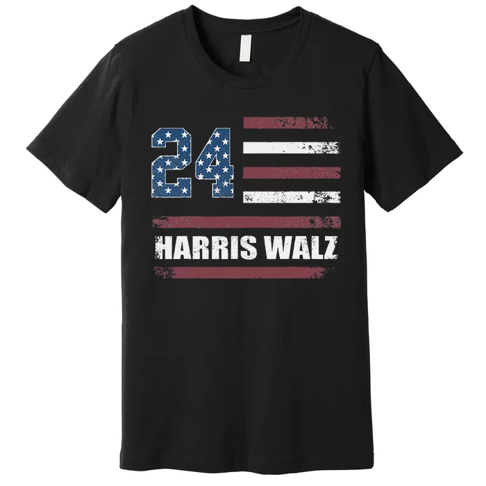 Harris Waltz 2024 Kamala Harris 2024 Tim Waltz 2024 Usa Flag Premium T-Shirt