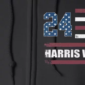 Harris Waltz 2024 Kamala Harris 2024 Tim Waltz 2024 Usa Flag Full Zip Hoodie