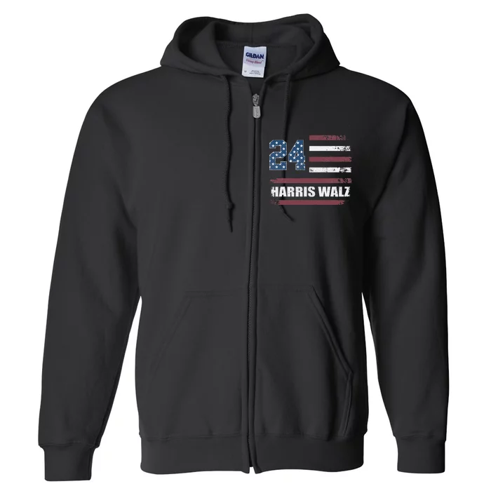 Harris Waltz 2024 Kamala Harris 2024 Tim Waltz 2024 Usa Flag Full Zip Hoodie