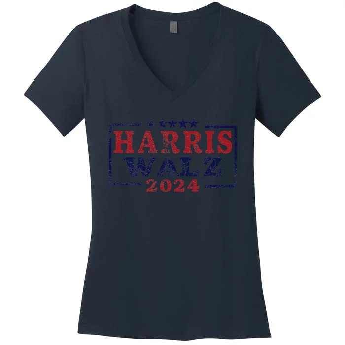 Harris Waltz 2024 Election Kamala Harris Tim Waltz 2024 Women's V-Neck T-Shirt