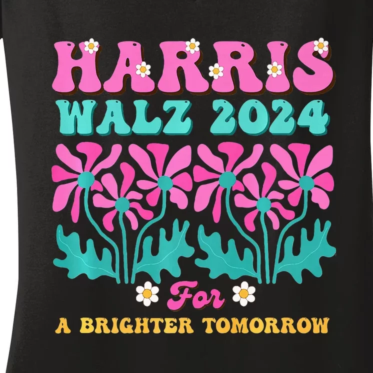 Harris Waltz 2024 For A Brighter Tomorrow Boho Aesthetic Joy Premium Women's V-Neck T-Shirt