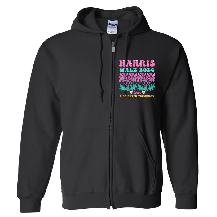 Harris Waltz 2024 For A Brighter Tomorrow Boho Aesthetic Joy Premium Full Zip Hoodie