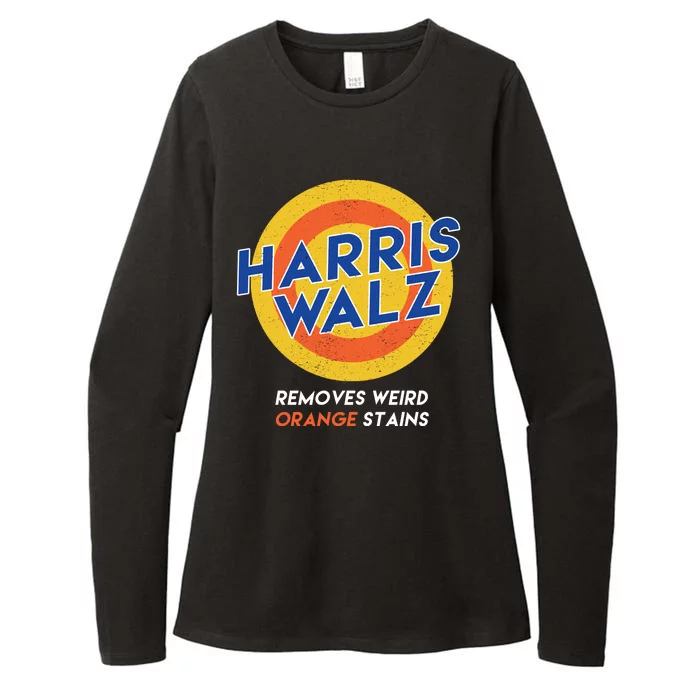 Harris Walz 2024 Removes Weird Orange Stains Funny Womens CVC Long Sleeve Shirt