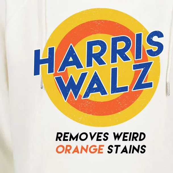 Harris Walz 2024 Removes Weird Orange Stains Funny Womens Funnel Neck Pullover Hood