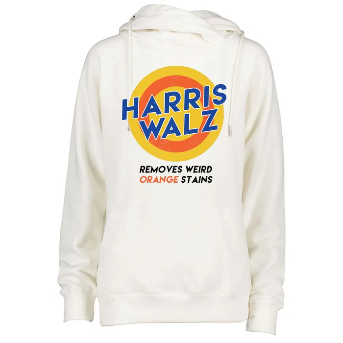 Harris Walz 2024 Removes Weird Orange Stains Funny Womens Funnel Neck Pullover Hood