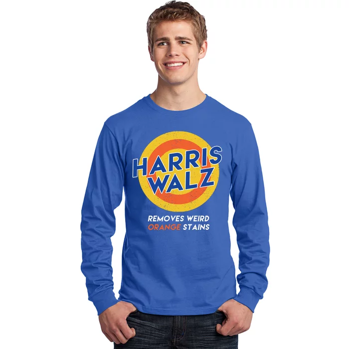 Harris Walz 2024 Removes Weird Orange Stains Funny Long Sleeve Shirt