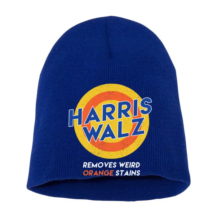 Harris Walz 2024 Removes Weird Orange Stains Funny Short Acrylic Beanie