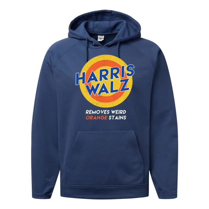 Harris Walz 2024 Removes Weird Orange Stains Funny Performance Fleece Hoodie