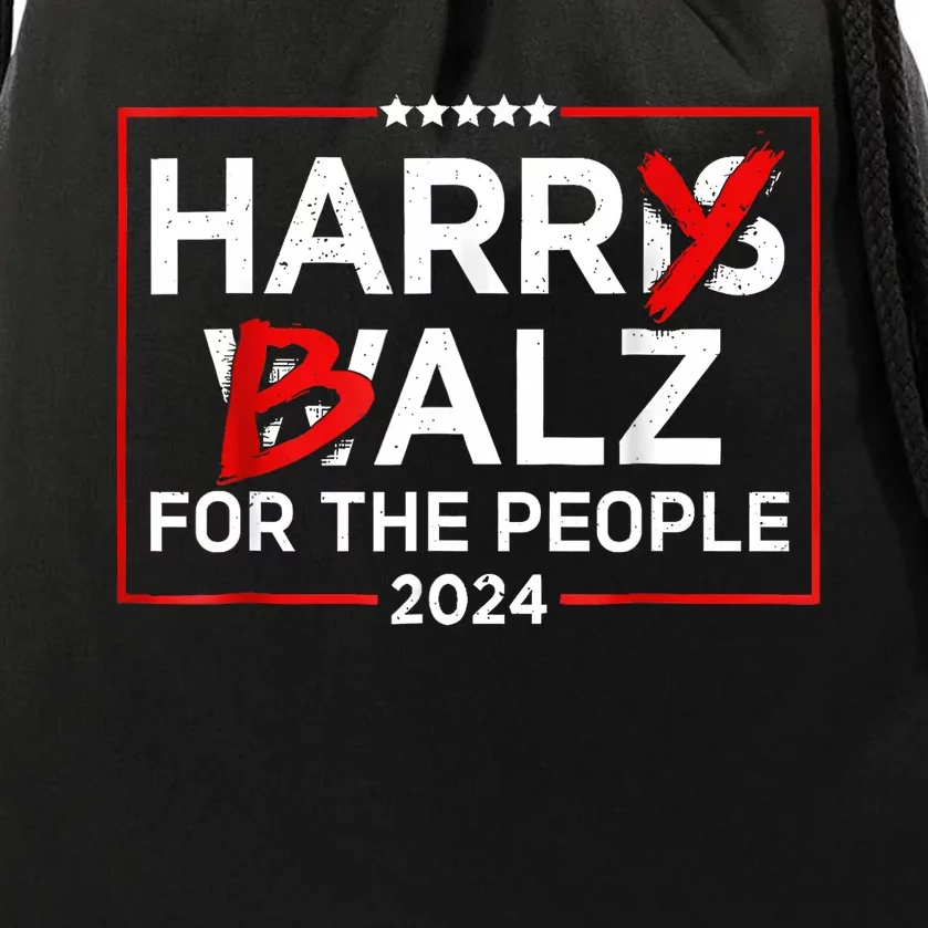 Harris Walz 24 Harry Balz For The People 2024 Democratics Drawstring Bag