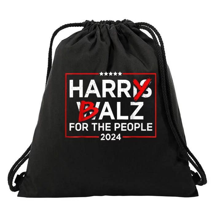 Harris Walz 24 Harry Balz For The People 2024 Democratics Drawstring Bag